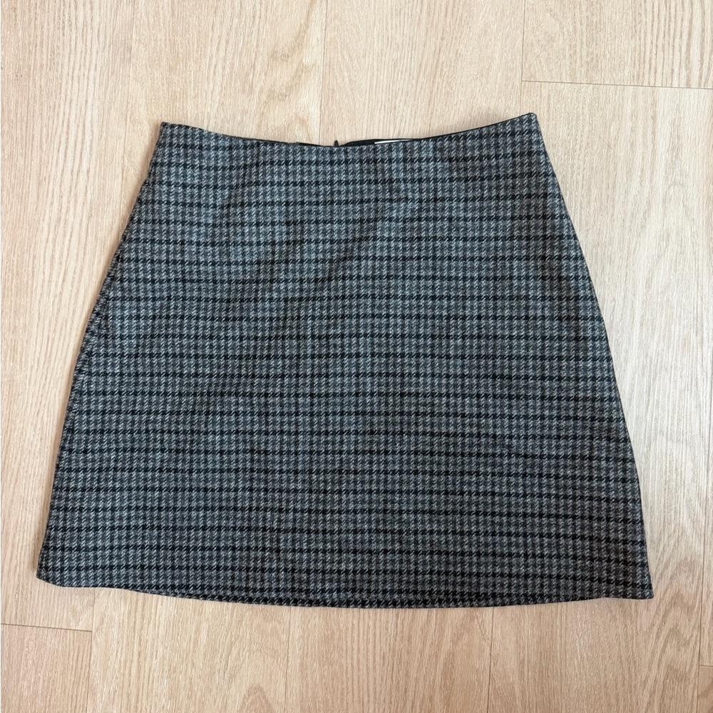 Wilfred Black and Gray Checkered Mini Skirt